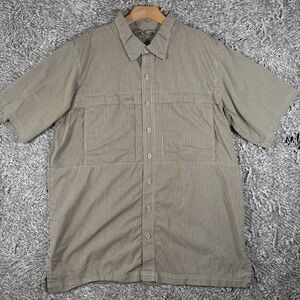 Gameguard Outdoors Button Shirt Men's Large Short Sleeve Workwear Pockets Fish